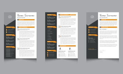 Creative Resume Templates CV Layout with Dark Orange Accents