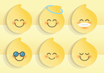 Smile emoticon set, paper cut vector.