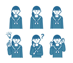 Female pose set in school uniform