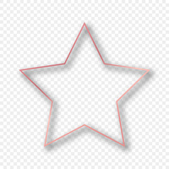 Rose gold glowing star shape frame with shadow