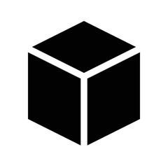 Cube icon, cuboid block shape vector element illustration