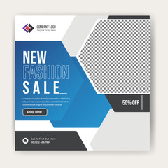 New fashion sale Instagram promotion Post template banner design 