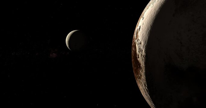 Dwarf Planet 28978 Ixion orbiting near Pluto planet in the outer space