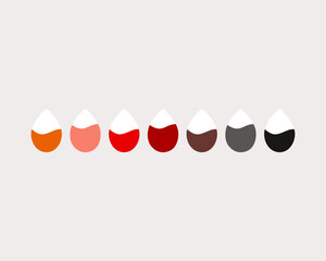 Set of Female Menstruation Blood Color. Period Blood Drop Shape. Health, Hormone, hygiene, Monthly Menstrual tracking concept. Vector design isolated Illustration.