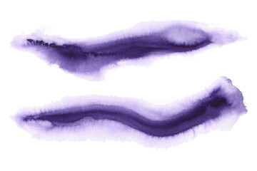 Violet watercolor abstract background, form, design element. Colorful hand painted texture, wash. Absttract wash, ink texture. 