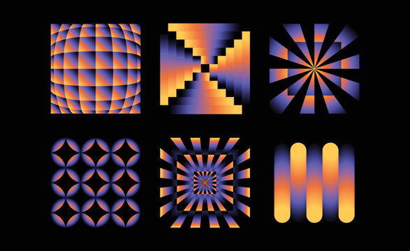 Vector illustration collection - trendy abstract creative minimalist prints and compositions with bright gradient colors - design templates for social media posts