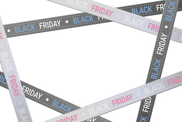 gray black friday sale ribbons with pink and blue text vector