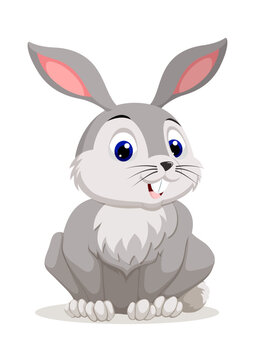 Rabbit Cartoon Character Vector Isolated On White Background