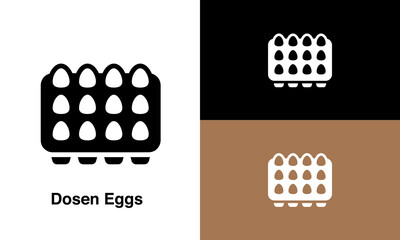 dozen eggs vector icon white background