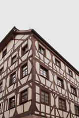 Traditional European old town building. Old historic architecture in Nuremberg, Germany