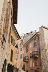 Historic Italian architecture. Traditional European old town buildings. Aesthetic summer vacation travel concept