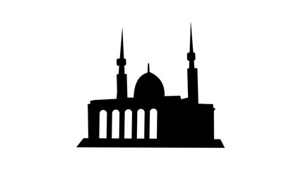Fototapeta premium old African mosque, black, isolated vector silhouette