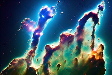 illustration pillars of creation in the universe