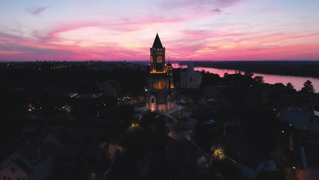 Drone view of Zemun, Belgrade, Serbia.	
