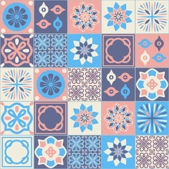 Ceramic tiles for wall decoration, stylish vector illustration for interior design