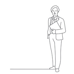 Young business man with a folder in his hand.