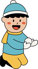 Kid in Winter Cloth Cartoon illustration