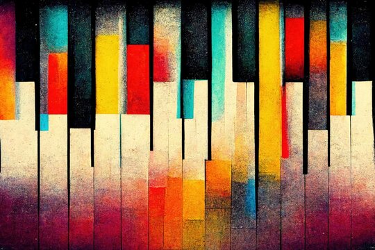 Abstract colorful paino keyboard keys as wallpaper background illustration
