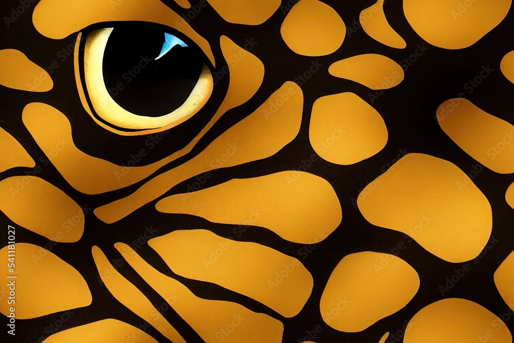 Poster feature print work with a patterned tiger on the background