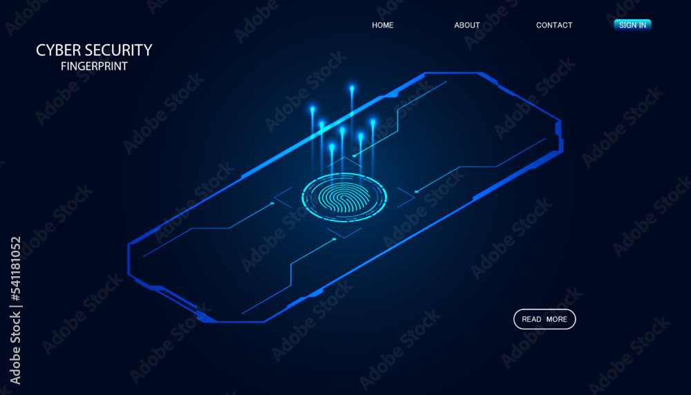 Aufkleber abstract template cyber security fingerprint circle digital connection and communication futuristic 
