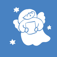 christmas baby angel from the choir of angels sings from notes in the sky among the stars
