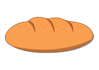 Vector illustration of french bread. Flat illustration of fresh bread isolated on white background