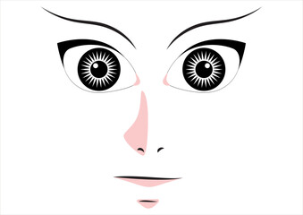 Vector Illustration of Cartoon Face. Eyes, nose, mouth