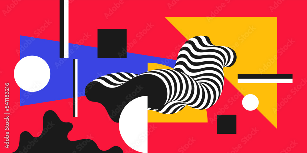Poster a composition with geometric and amorphous shapes. abstract background for design. trendy stylish gr