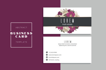 Floral style business card template vector