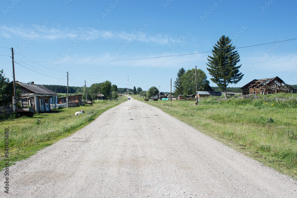 Poster dirt road in the village