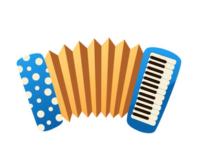 Accordion or Russian Bayan. Vector cartoon illustration of Folk Ethnic Musical Instrument isolated on white.