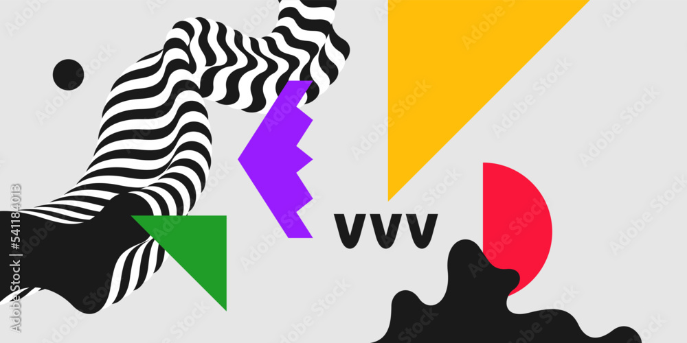 Poster a composition with geometric and amorphous shapes. abstract background for design. trendy stylish gr