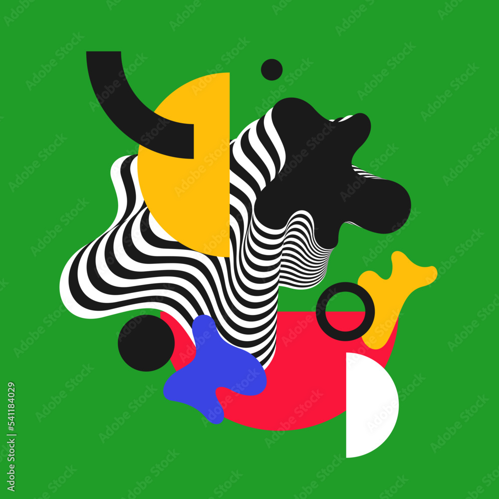 Poster a composition with geometric and amorphous shapes. abstract background for design. trendy stylish gr