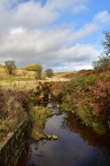 Fototapeta na wymiar Countryside views with rural farmland and open fields. Taken in Bury Lancashire England. 