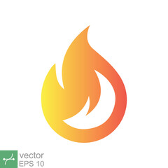 Fire flame icon. Simple flat style. Blaze, light, red, orange, yellow, energy, bonfire, ignite concept. Vector illustration isolated on white background. EPS 10.