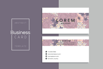 Floral style business card template vector