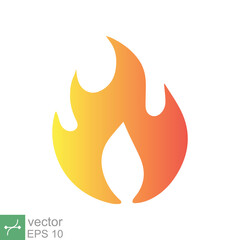 Fire flame icon. Simple flat style. Blaze, light, red, orange, yellow, energy, bonfire, ignite concept. Vector illustration isolated on white background. EPS 10.