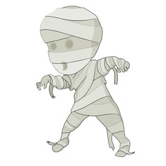 Obraz premium Spooky Halloween mummy character walking like a zombie