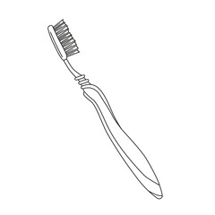Hand drawn sketch outline vector illustration toothbrush on a white background. Dentistry tools and equipment.