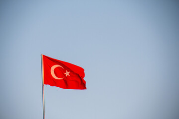 Turkish flag , empty place for writing. Turkish flag in the sky.