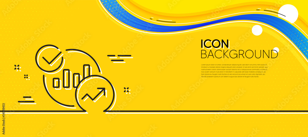 Aufkleber charts, statistics line icon. abstract yellow background. report graph or sales growth sign. analyti