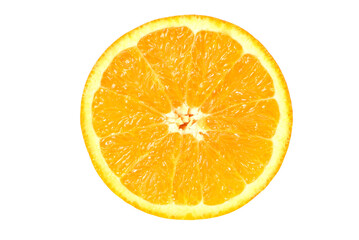 Cut juicy fresh orange in PNG isolated on transparent background