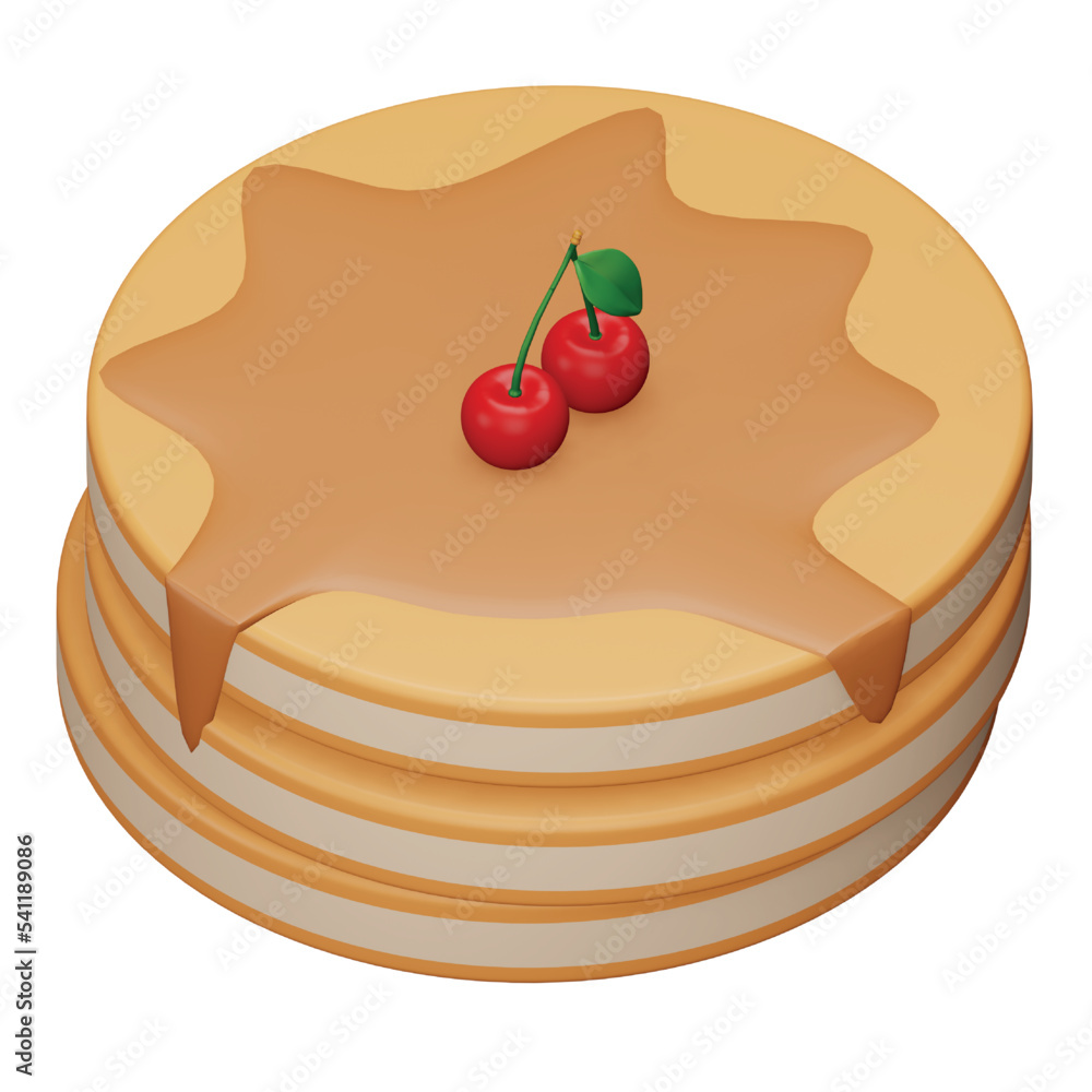 Poster pancake 3d rendering isometric icon.