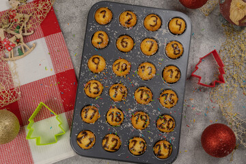 Christmas advent calendar made with baked muffins