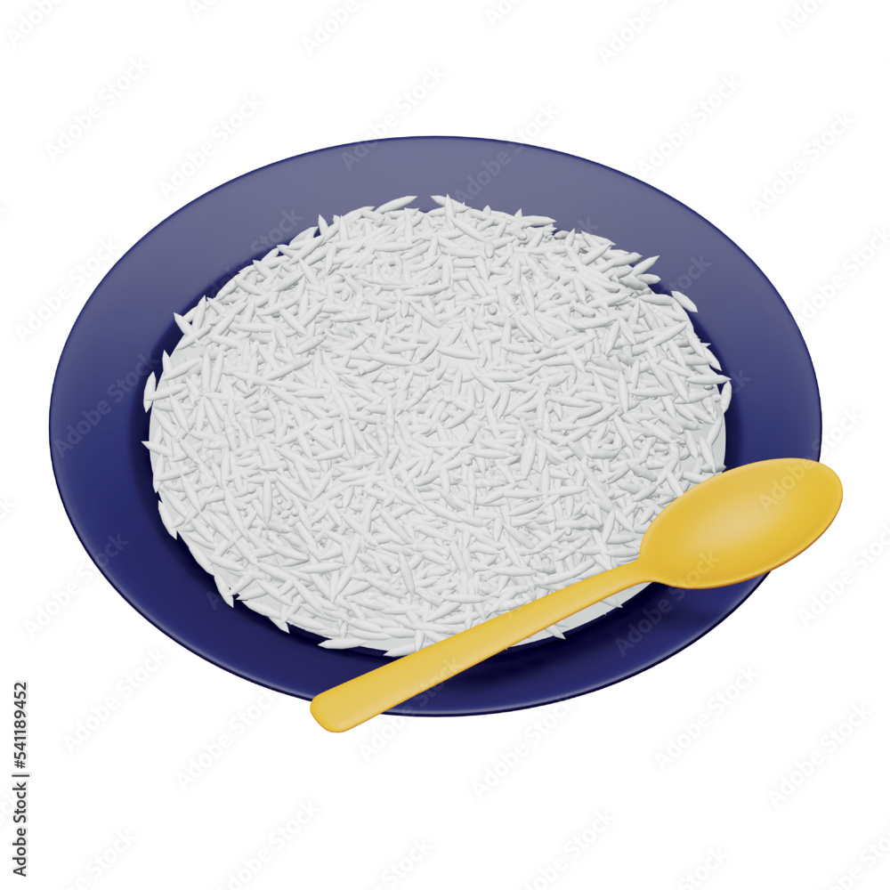 Poster rice 3d rendering isometric icon.