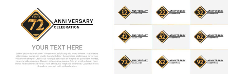 set of anniversary with golden color can be use for celebration event