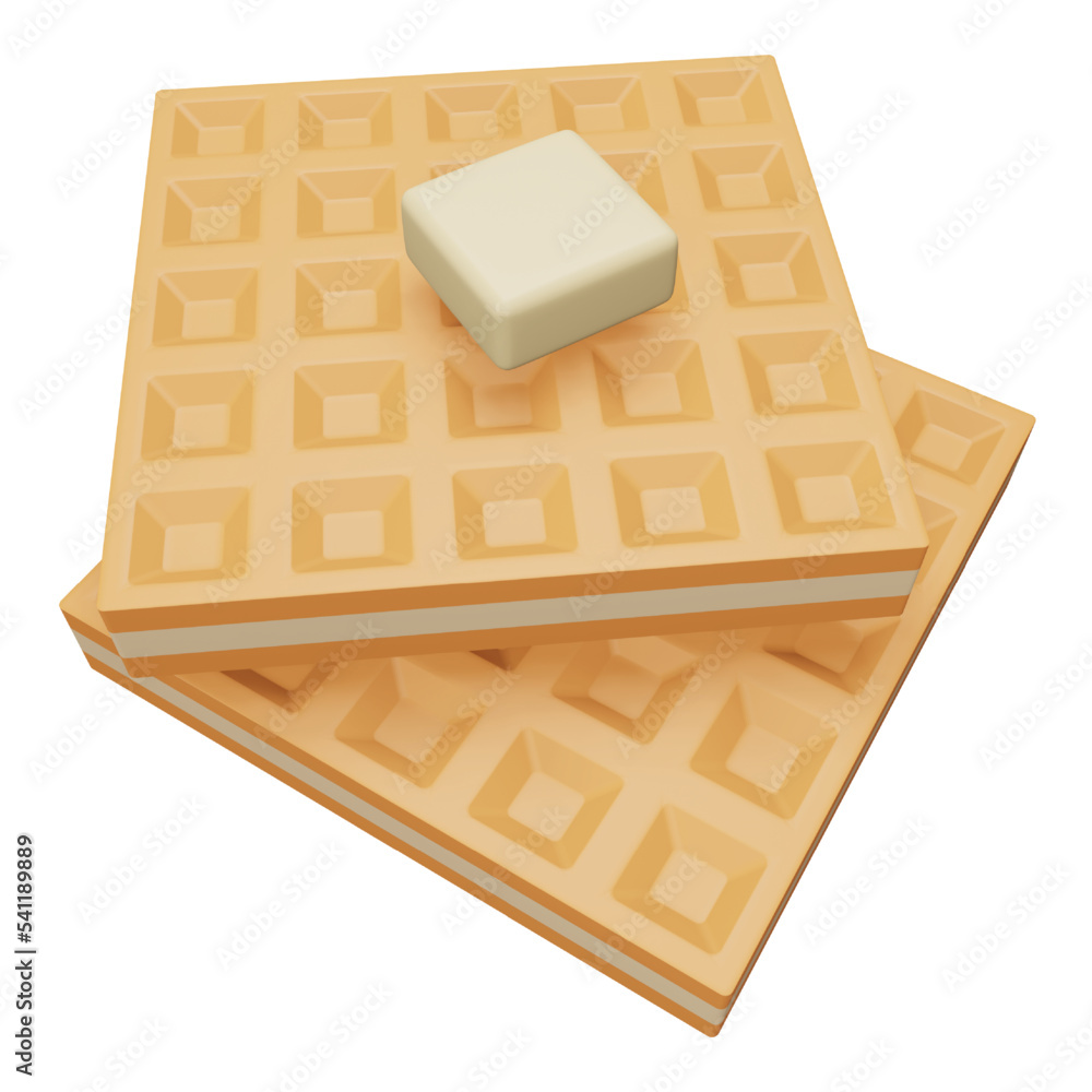 Poster waffles 3d rendering isometric icon.