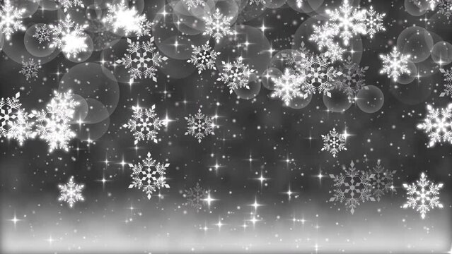 クリスマス 雪の結晶 大 バブル 雪が降る 【背景 ダークグレー】