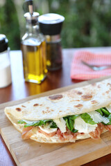 Italian cuisine , Piadina with Italian ham and cheese