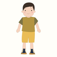 little cute dark-haired boy in summer clothes